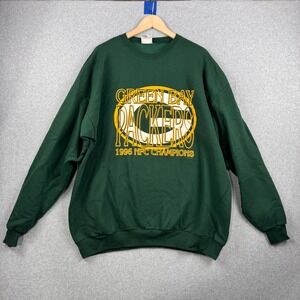 Vintage Green Bay Packers Sweatshirt Mens XXL Green Santee 1996 NFC Champions